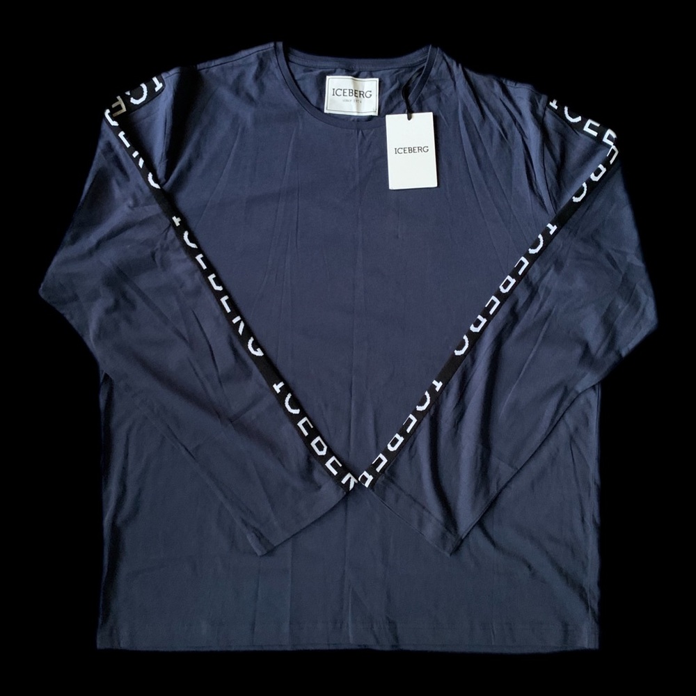Iceberg Navy Logo Patch Long Sleeve Tee